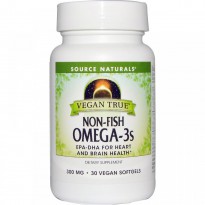 Source Naturals, Vegan True, Non-Fish Omega-3s, 300 mg, 30 Vegan Softgels