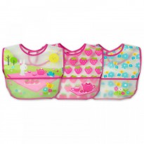 iPlay Inc., Green Sprouts, Wipe-Off Bibs, 9-18 Months, Pink Picnic Set, 3 Pack